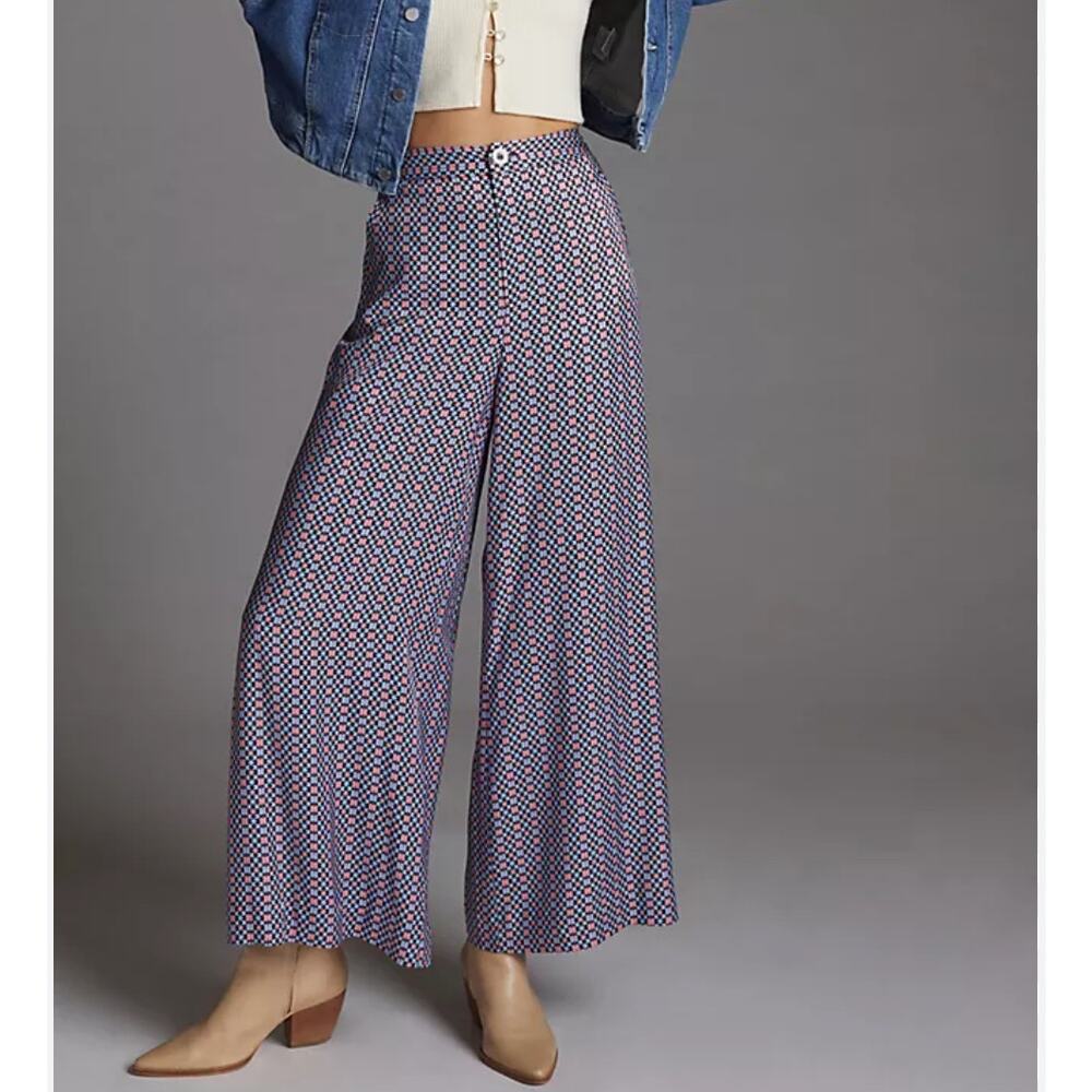 Maeve by Anthropologie NEW Wide-Leg Pants Women's Size 2 Geometric High Rise
